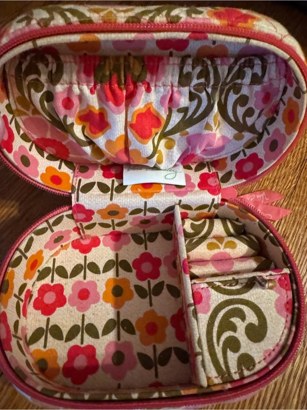 Vera Bradley Pink Orange Floral Travel Jewelry Organizer